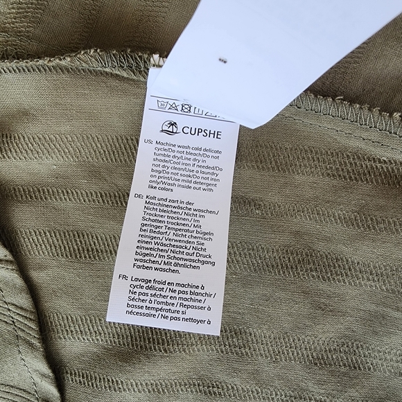 Cupshe Olive Green Midi Dress Size L Flowy V-Neck Boho - Picture 7 of 7